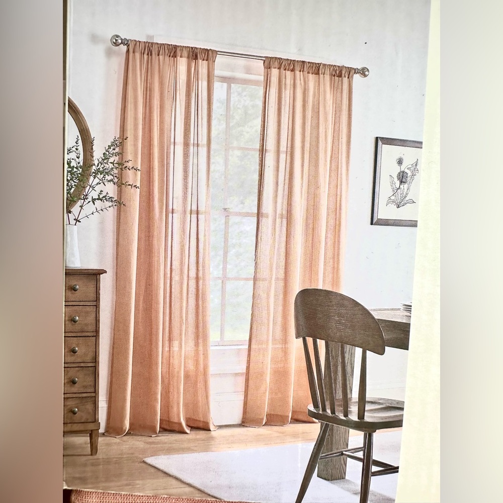 Linden Street sunset clay Sheer Rod Pocket Curtain Panel 2 pack